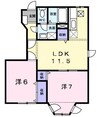 レーベン中畝　Ｄ 2LDKの間取り