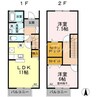 ヴェルブィル・野田　Ｃ棟 2LDKの間取り
