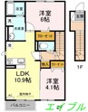 シンシアナガセ 2LDKの間取り