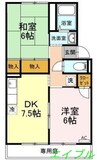 プリオールエフ　Ａ棟 2DKの間取り