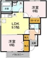 ラルジュ福岡屋　A棟 2DKの間取り
