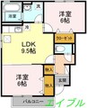 ラルジュ福岡屋　A棟 2DKの間取り