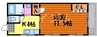 ルピアン 1Kの間取り