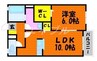 エメロードＡ 1LDKの間取り
