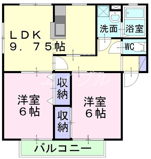 間取り図 リバーサイド早島B