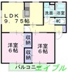 リバーサイド早島B 2LDKの間取り