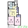 ジェントリーⅢ　Ｂ 2DKの間取り