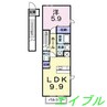 フローラ 1LDKの間取り