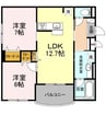 Shallow Garden　A棟 2LDKの間取り