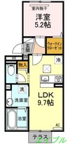 ベイブランシェ西阿知 1LDKの間取り