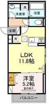 パーク倉敷 1LDKの間取り