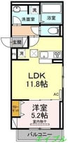 パーク倉敷 1LDKの間取り