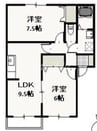 メゾンラフィネすずらん 2LDKの間取り