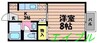 レインボーハイツ　B棟　 1Kの間取り