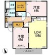 ロイヤルガーデンミルフィー　Ｄ棟 2LDKの間取り