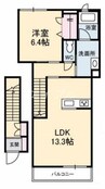 リズ老松　A棟 1LDKの間取り