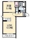 ヴィーナスコート福島 1LDKの間取り