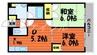 アーバンビュー倉敷カレッジコート 2DKの間取り