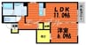 ボヌール 1LDKの間取り