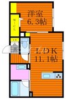 シャーメゾン福富西 1LDKの間取り