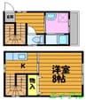 カーサソレアード 1Kの間取り