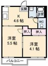 ハイツあかね　B棟 2Kの間取り