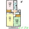 セジュール三宅　Ｄ棟 2DKの間取り