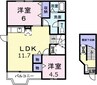 ブルーム・ミヤケ 2LDKの間取り