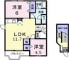 ブルーム・ミヤケ 2LDKの間取り