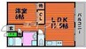 サンライト富田 1LDKの間取り
