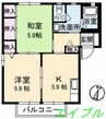 サリーレ太陽Ⅱ　Ｂ棟 2Kの間取り