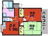 フェレット下中野 2DKの間取り