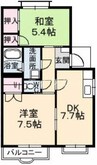 サンライン川入　Ａ棟 2DKの間取り