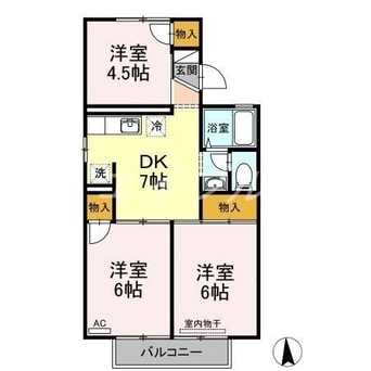間取図 プレジールワカミヤA