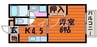 サントス青江　A 1Kの間取り
