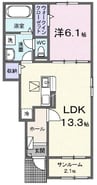 カルフール　Ⅱ 1LDKの間取り