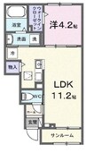 キャメリア 1LDKの間取り