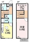 リースランド福島　Ａ棟 1DK+Sの間取り