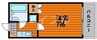 新保マンション 1Kの間取り