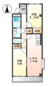 ＢＥＬＬ　ＣＲＥＳＴⅡ 2LDKの間取り