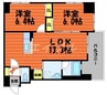 COCO川西町 2LDKの間取り