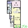 ベルカーサＢ 1LDKの間取り