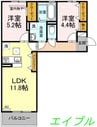 レクレルール 2LDKの間取り