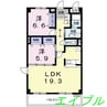 シャン・ド・フルール 2LDKの間取り