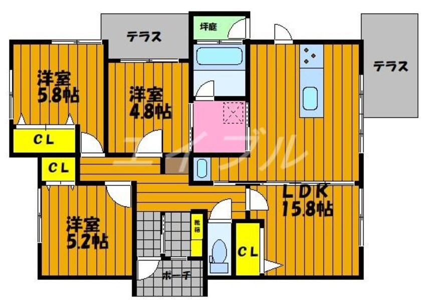 間取図 プレミールA（アヴェニール西阿知）