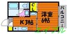 シェルブール松本 1Kの間取り