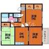 プレイヤード北長瀬Ｂ棟 3DKの間取り