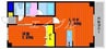 ハートフル大元駅前 1LDKの間取り
