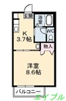 アヴェニール　Ⅰ棟 1Kの間取り