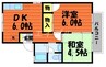 セジュール松原 2DKの間取り